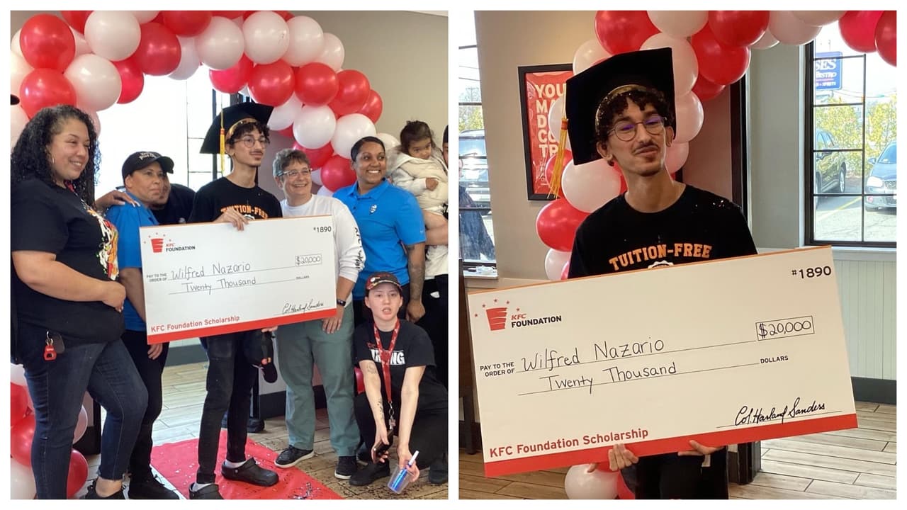 KFC le da $20,000 a Wilfred Nazario para que siga sus estudios