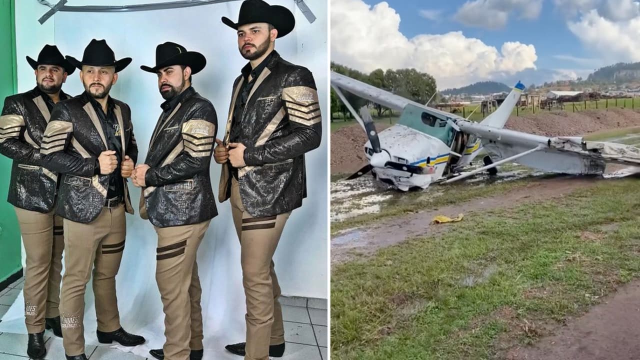 Imágenes del fuerte accidente que sufrieron Los Varones de Culiacán: su avioneta se desplomó