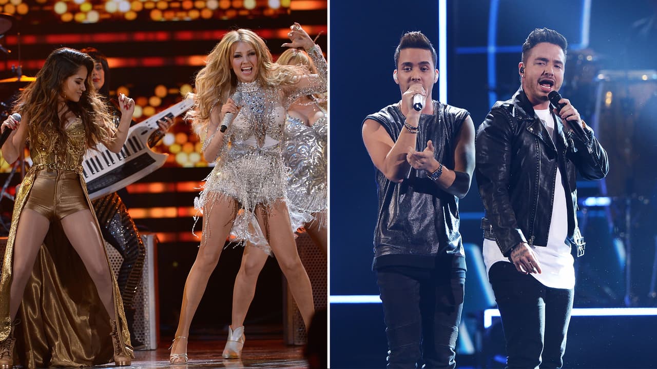 <b>2015</b>
<br>Los duetos fueron la constante de la noche. Dos que llamaron la atención fueron el de Thalía con Becky G y el de Prince Royce con J Balvin.