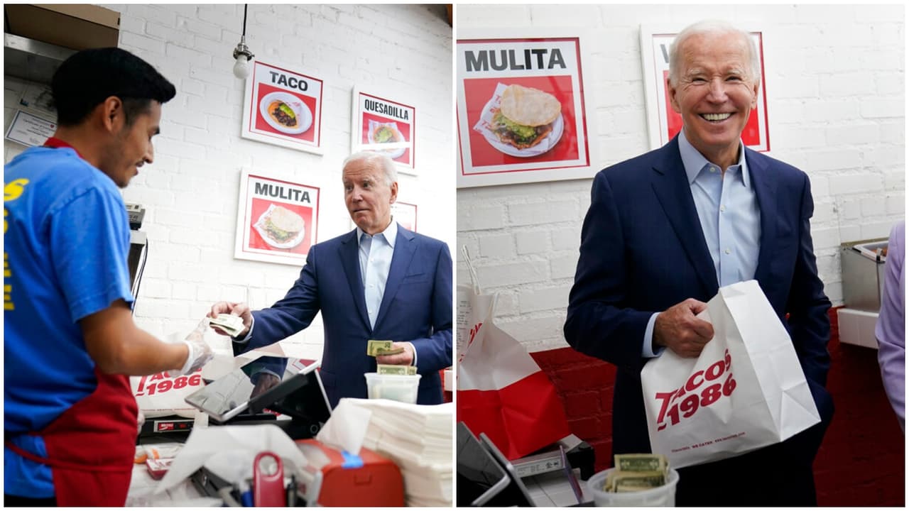 Biden visita una taquería en Los Ángeles y paga de más y por otros clientes