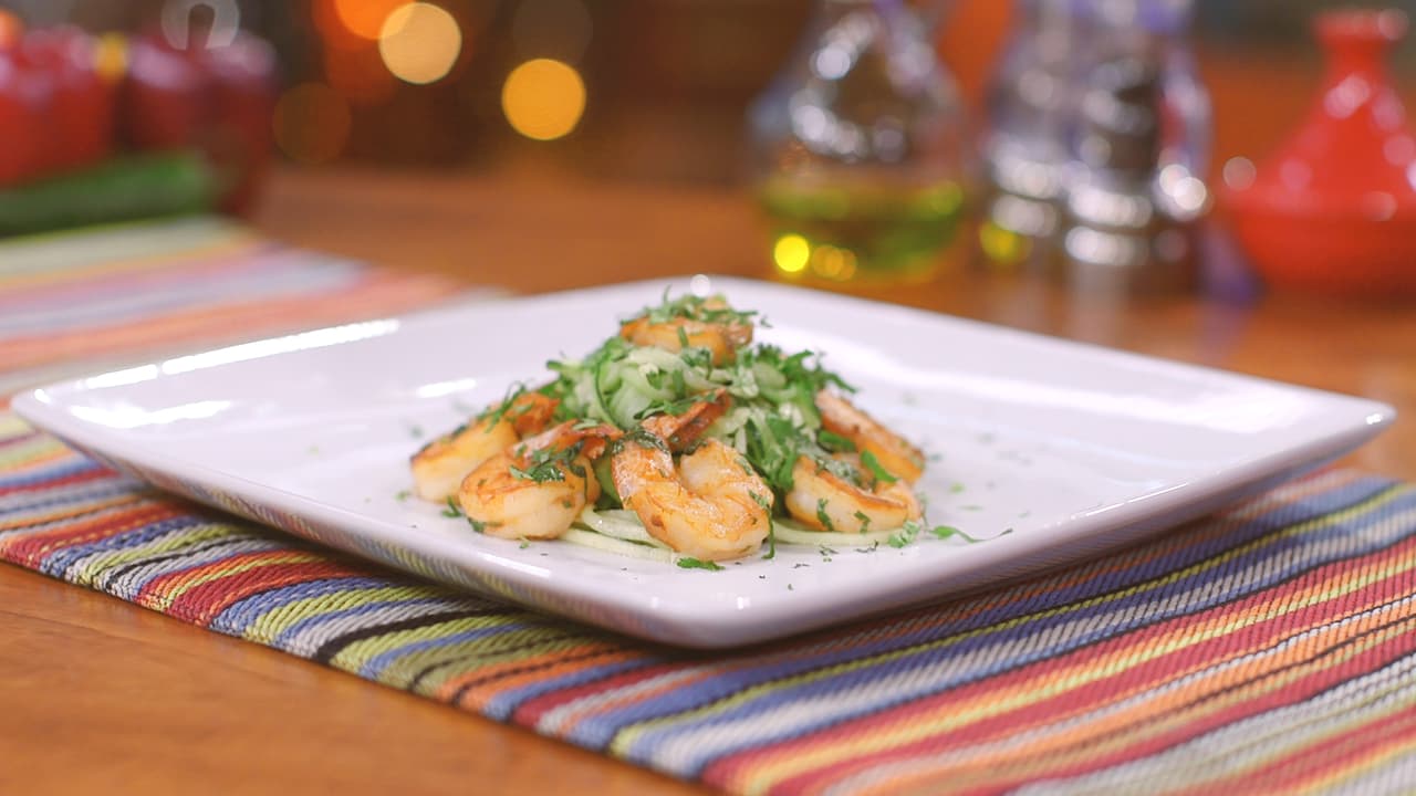 Fideos de zucchini con camarones | Reto 28