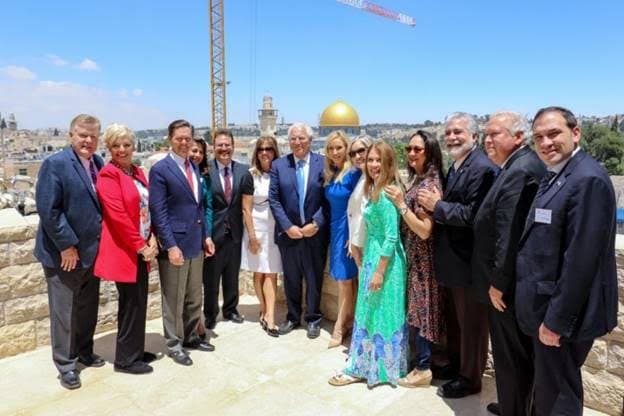 <i>The White House Faith and Opportunity Initiative leaders with their partners and US ambassador to Israel, David Freedman, during the inauguration of the US embassy in Jerusalem in May last year.</i>
