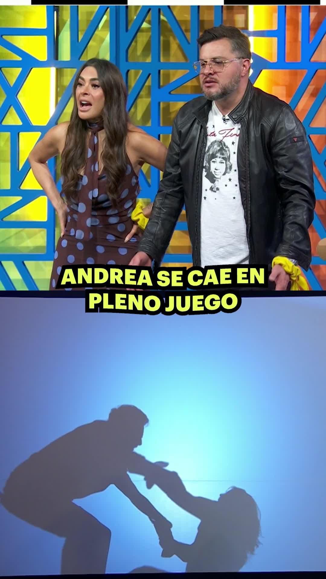 Andrea Legarreta se cae en pleno juego