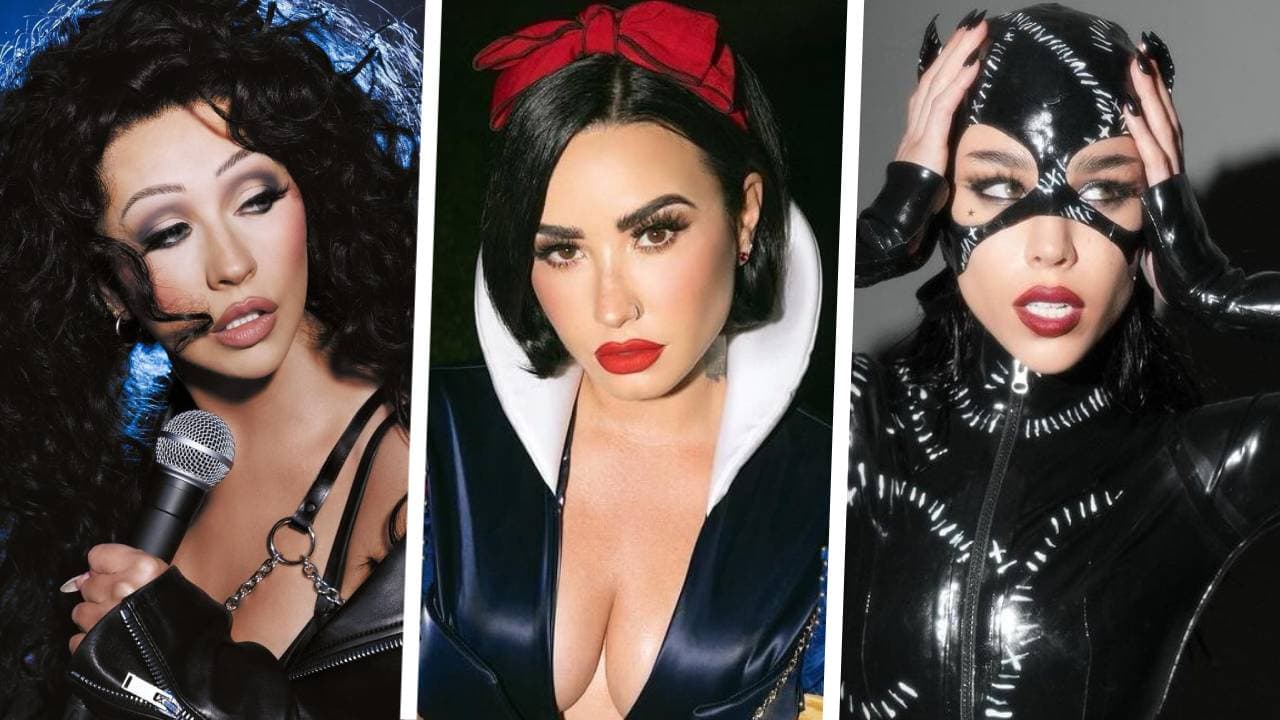 Christina Aguilera, Danna Paola y Demi Lovato sorprenden con sus outfits para Halloween