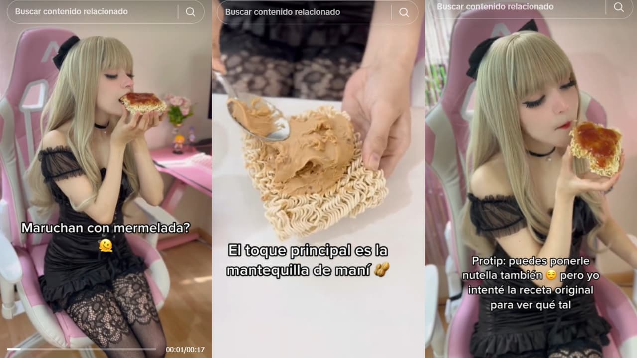 Sopa instantánea con mermelada.