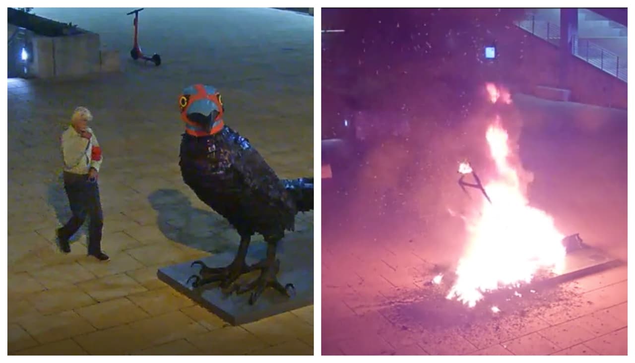 Arrestan a sospechoso de incendiar y destruir escultura en el centro de Austin