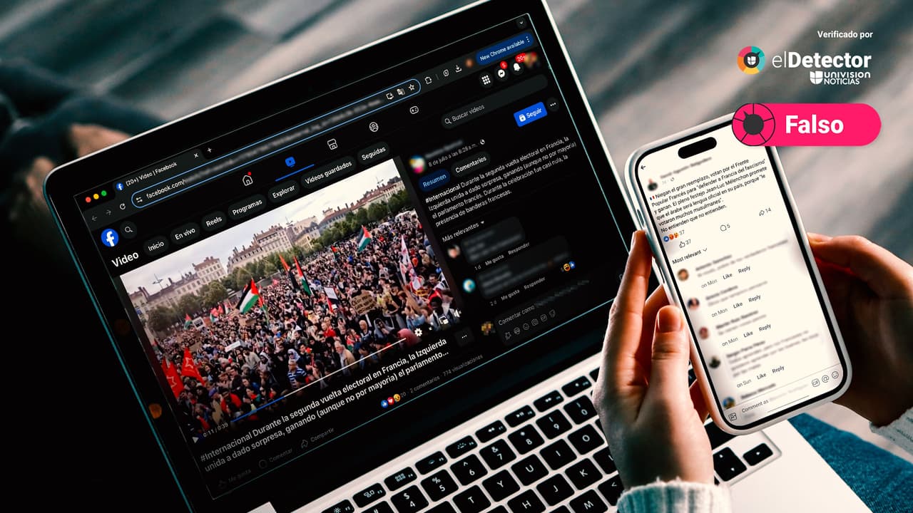 Ni ese video con banderas palestinas es de una celebración electoral en Francia, ni Mélenchon prometió que el árabe será idioma oficial