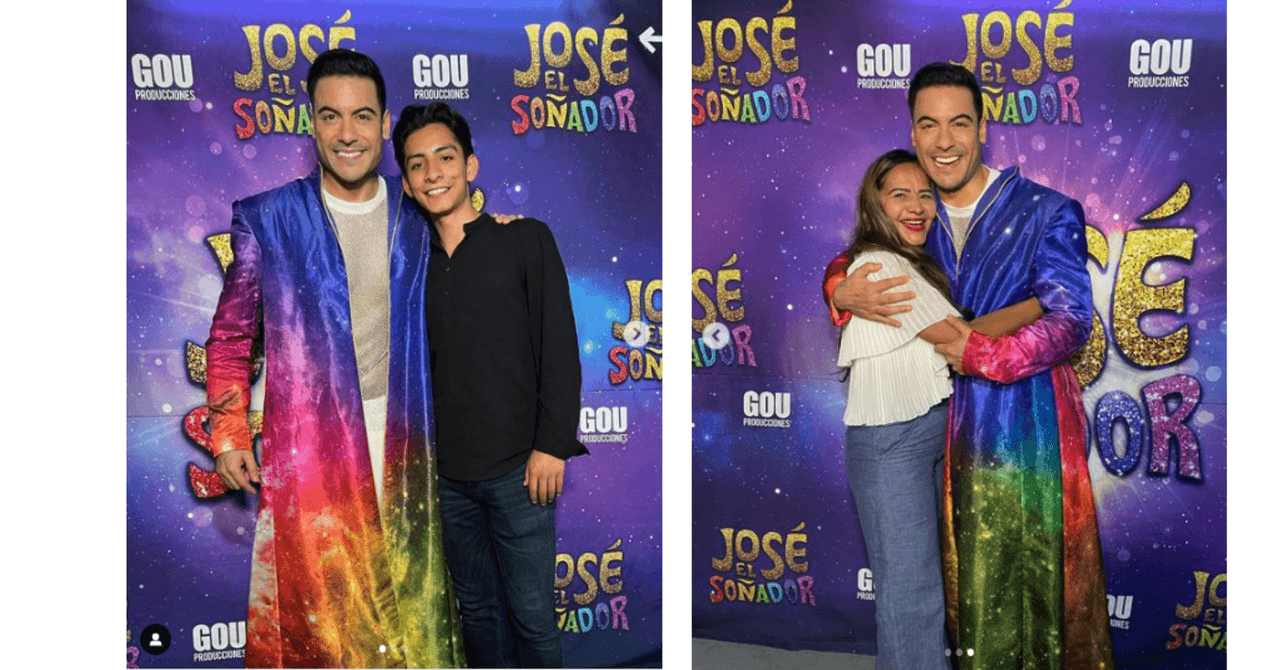 Donovan Carrillo y su mamá con Carlos Rivera