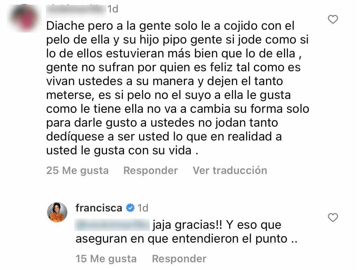 Otra de sus seguidores salió a defenderla ante las críticas mientras la presentadora le dio la razón.