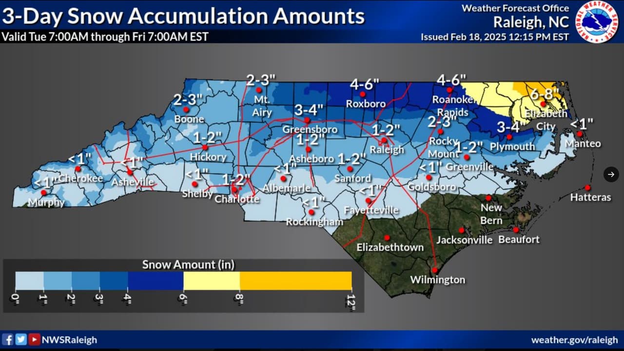 Tormenta invernal en Carolina del Norte: qué condados podrían ver nieve y hielo