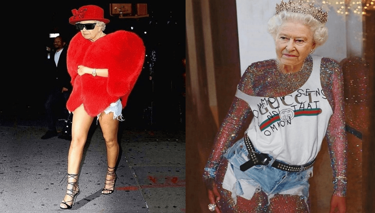 La reina Isabel II en minifalda: así la muestra Rihanna