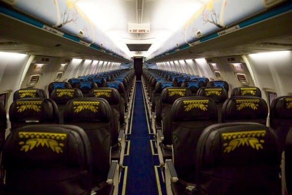 Hay 54 puertas de compartimiento superior a lo largo de la aeronave que están decoradas con una calcomanía única de 'Frozen'.