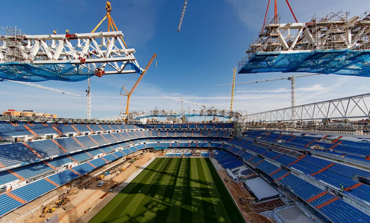 Las obras del Santiago Bernabéu continúan a marchas forzadas y ya se comienzan a completar estructuras importantes de la remodelación.