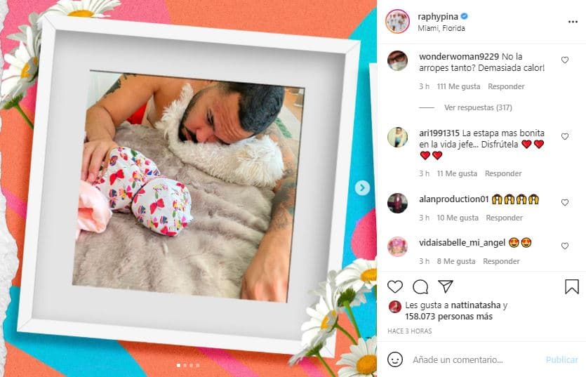 Este lunes 31 de mayo, el productor compartió un álbum de fotos en el que relató que le había tocado cuidar a la pequeña y que, contrario a lo que aseguraban, su perrita Lupi no sentía celos sino que más bien "es la guardiana de Vida Isabelle".