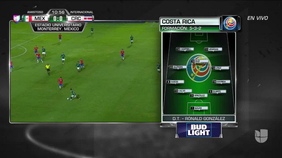 Tarjeta amarilla. El árbitro amonesta a Cristian Gamboa de Costa Rica