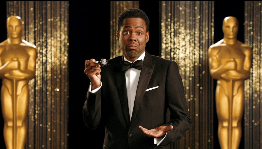 Chris Rock preparado para ser el host de la noche.