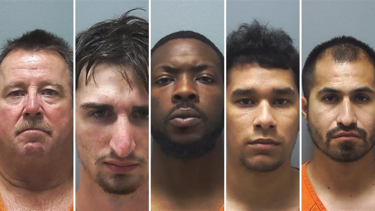 David Lara, de 30 años, Tagboo Nkemakonam Ezenwa, de 28 años, Ethan Leo Amuer, de 20 años, Mark Allen Blanton, de 57 años y Nicolás Domínguez, de 24 años, fueron arrestados durante una operación dirigida a depredadores sexuales de niños.