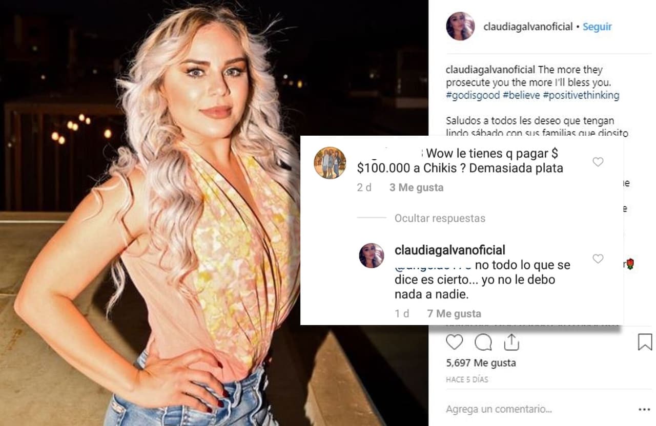 Claudia Galván publicó está foto en Instagram hace unos días y ahí sus seguidores aprovecharon para preguntarle sobre el dinero que ahora le debe a Lorenzo y Chiquis. "Yo no le debo nada a nadie", contestó.