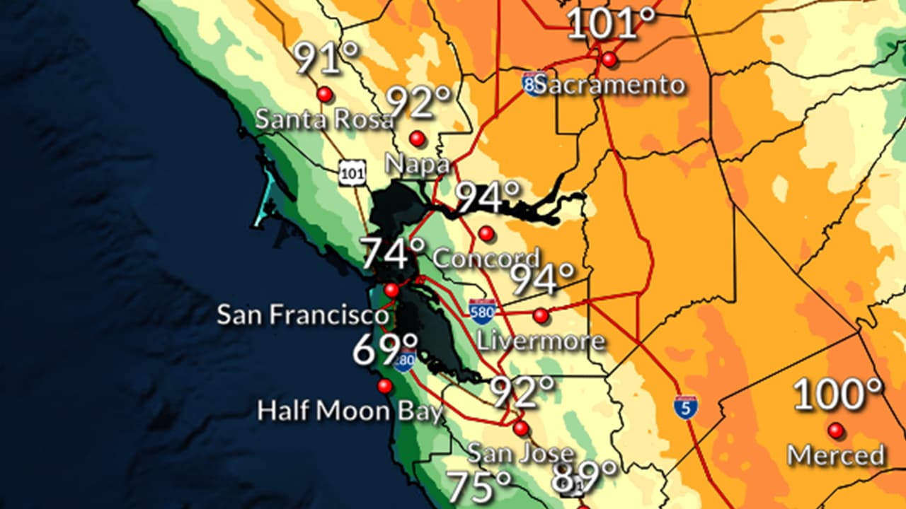 Una ola de calor traerá temperaturas de hasta 100° F esta semana para el Área de la Bahía