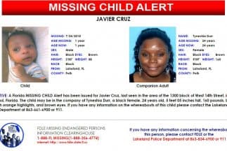 Javier Cruz, de un año, sigue desaparecido.