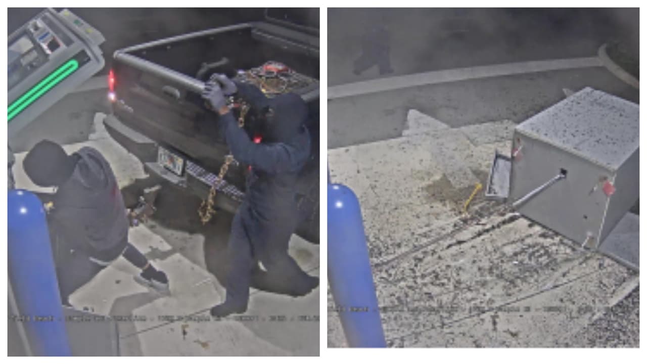Ladrones arrancan un cajero automático del piso y se lo llevan en una camioneta