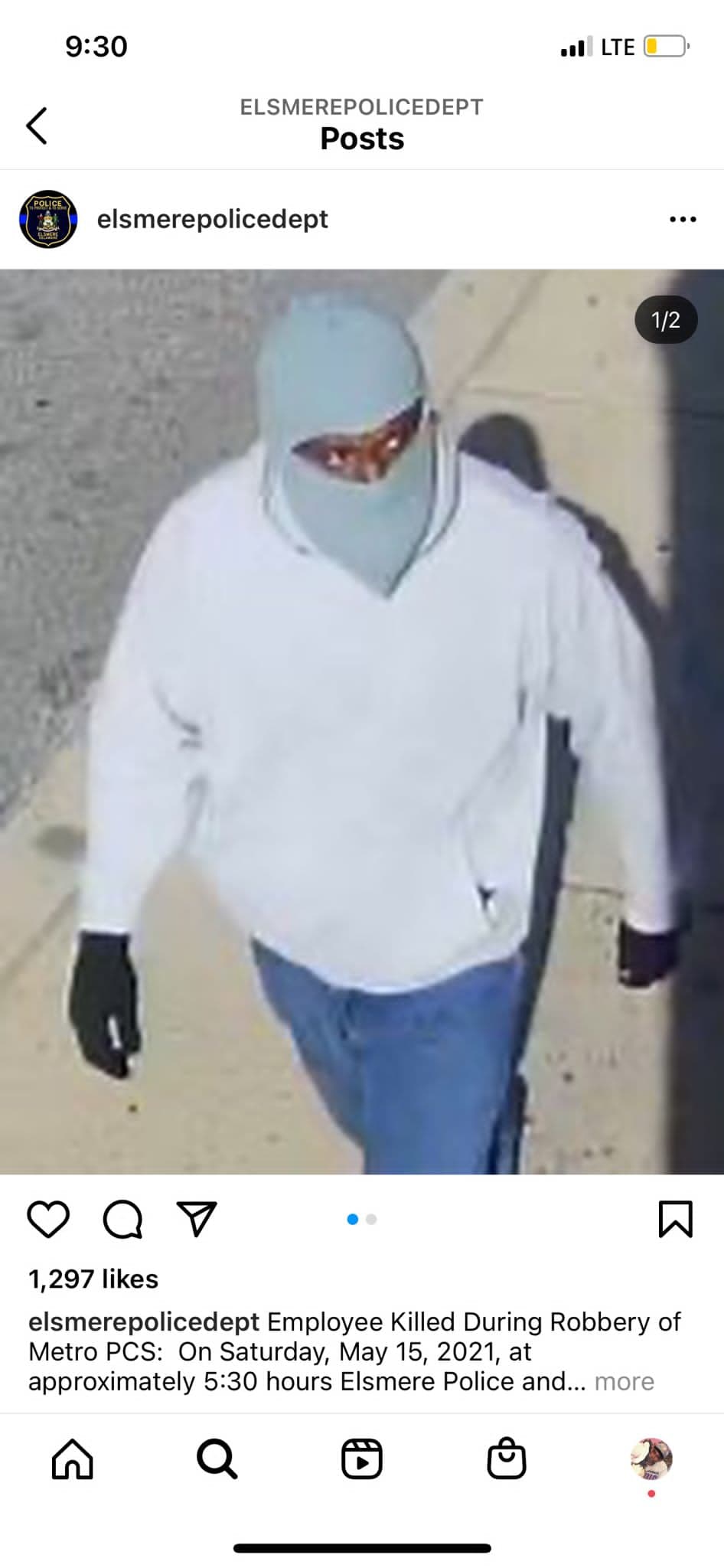 La policía dijo que el sospechoso es considerado "armado y peligroso", por lo que si lo ve, no debe acercarse a él y, en cambio, llamar al 911.