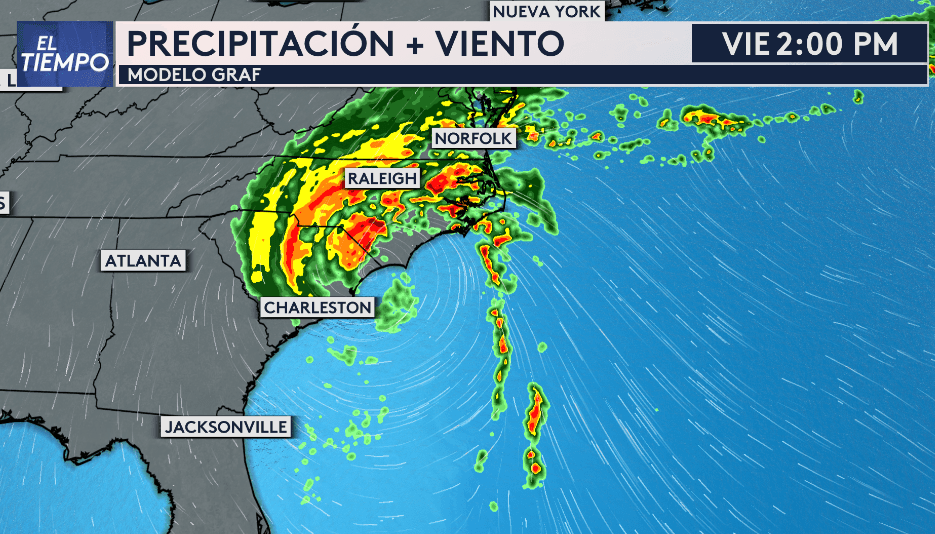 Las lluvias intensas llegarán a la ciudad de Raleigh el viernes alrededor de la 1 p.m.