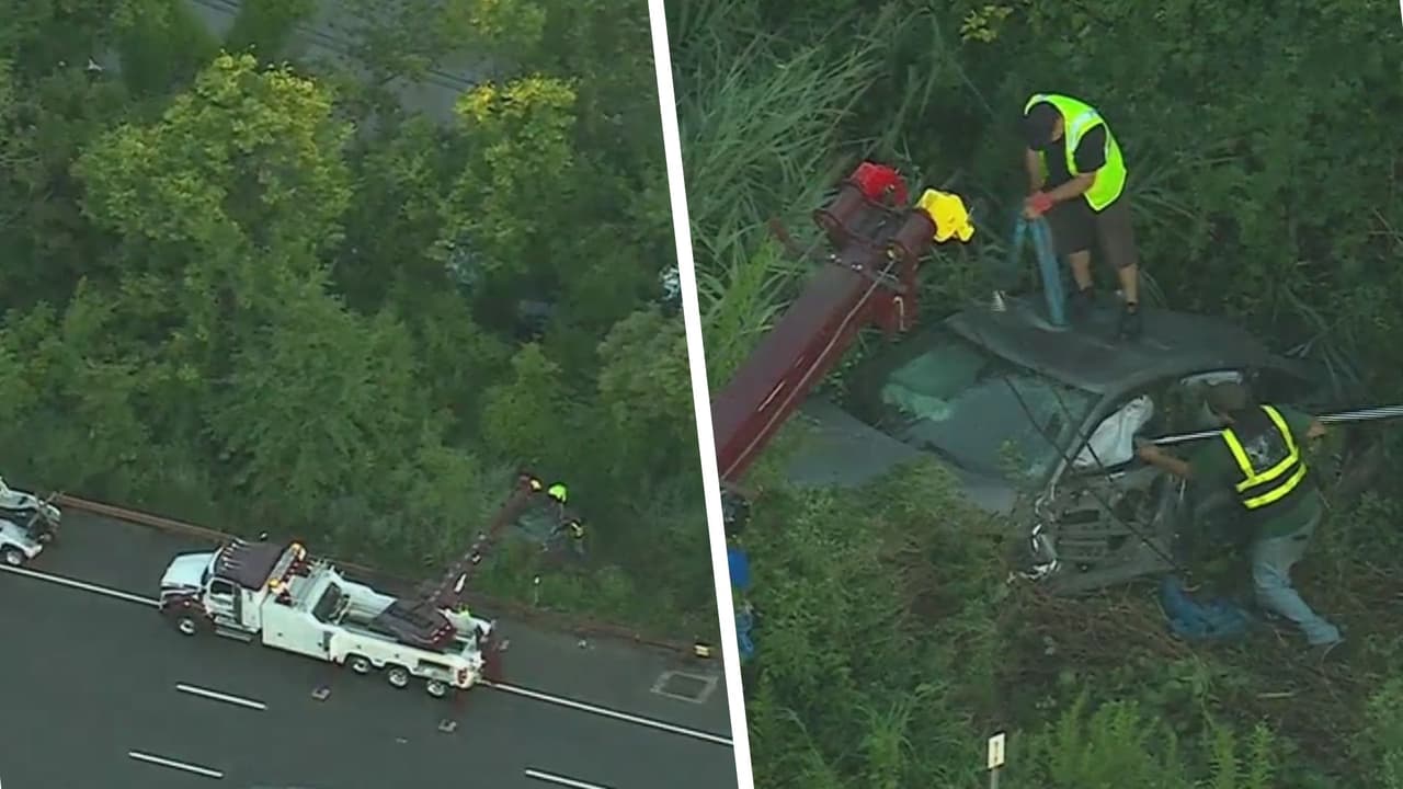 Auto que era perseguido por la policía termina volcado en la Garden State Parkway en NJ