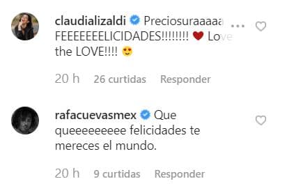La presentadora de televisión Claudia Lizaldi, así como el músico Rafa Cuevas, también los felicitaron.