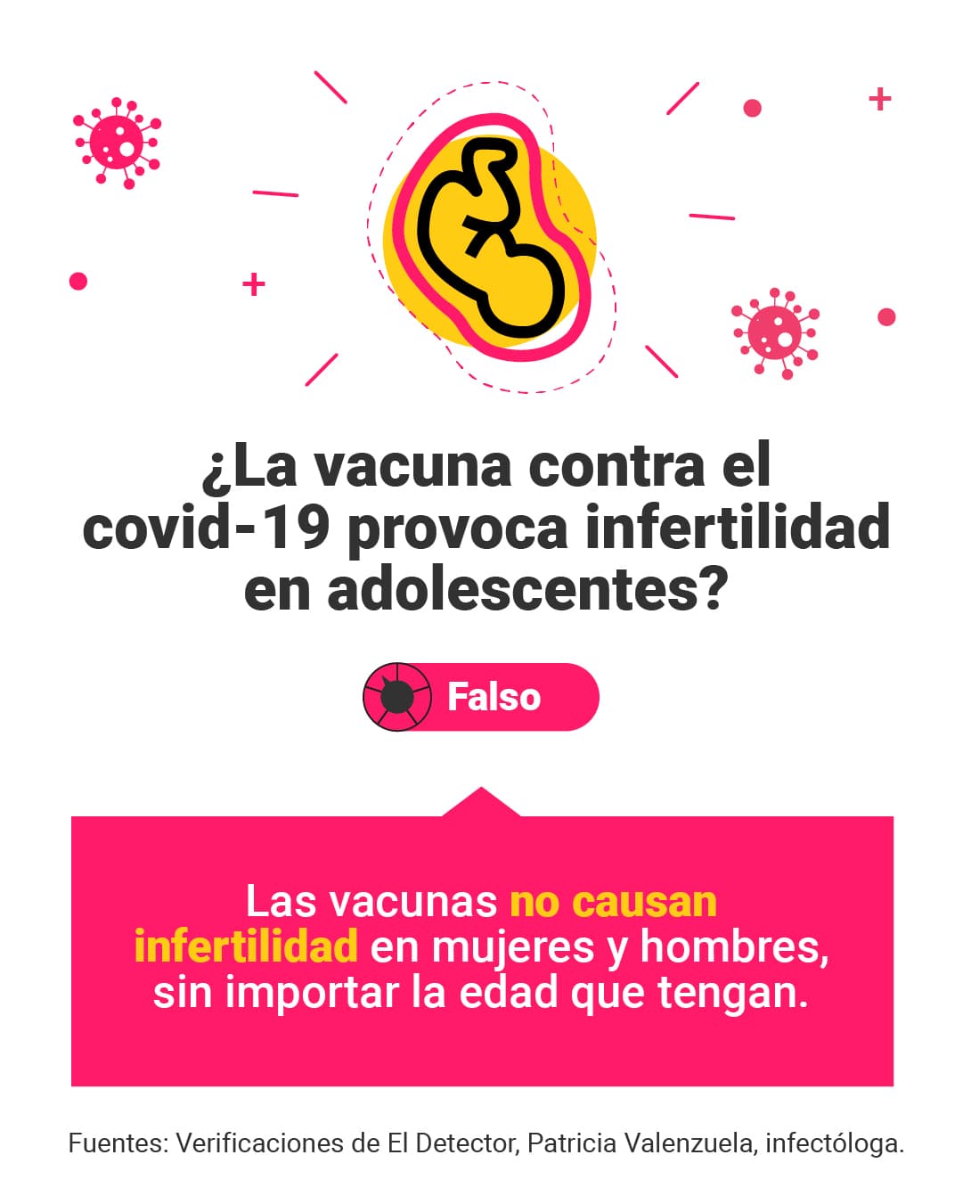 <a href="https://www.univision.com/noticias/ffalso-que-la-vacuna-contra-el-covid-19-provoca-infertilidad-en-adolescentes">Aquí puedes leer la explicación completa de <b>El Detector.</b></a> 
<br>