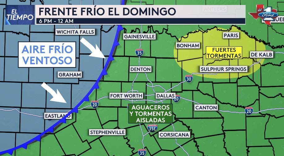 Un frente frío llegará hoy entre las 6 pm y las 12 am al norte de Texas 