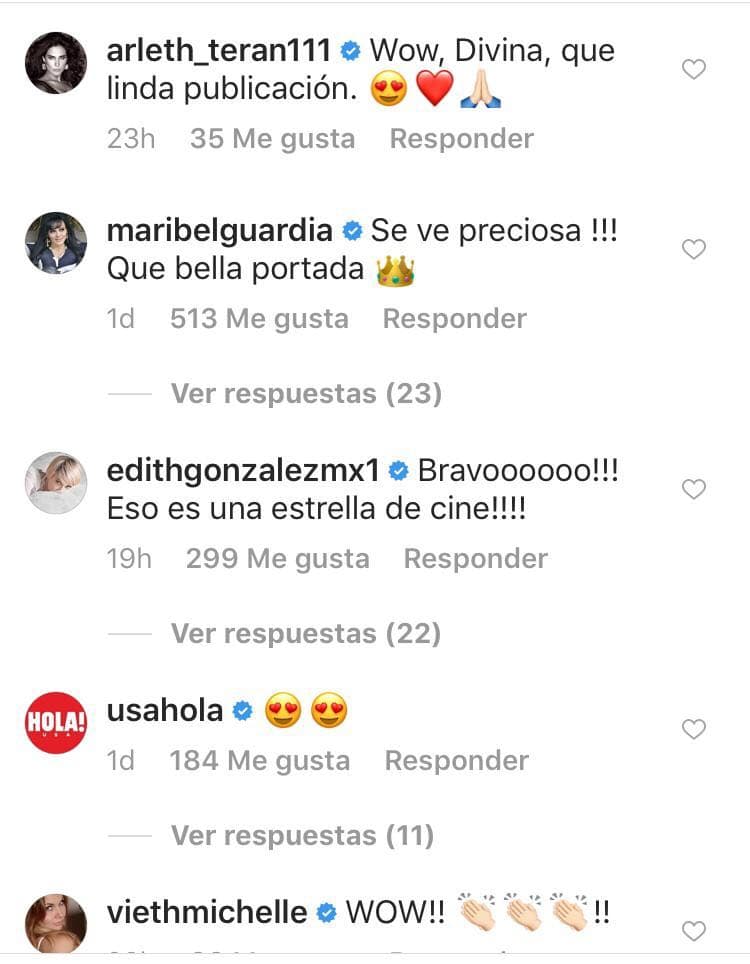 Maribel Guardia dijo: "Se ve preciosa, que bella portada", mientras que Edith González reconoció su trabajo: "Eso es una estrella de cine".