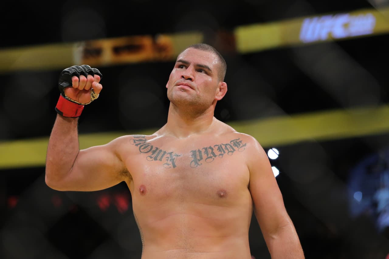 LAS VEGAS, NV - JULY 9: Cain Velasquez celebrates his victory over Travis Browne during the UFC 200 event at T-Mobile Arena on July 9, 2016 in Las Vegas, Nevada. (Photo by Rey Del Rio/Getty Images)