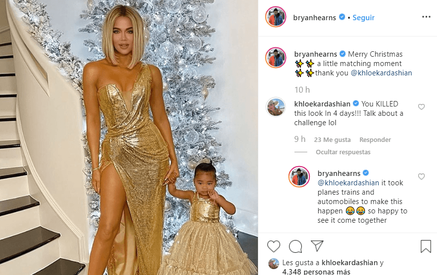 Los vestidos que ambas lucieron fueron de Bryan Hearns, quien en su cuenta de Instagram agradeció a la empresaria por usar sus diseños. Khloé respondió que fue un desafío debido a que él logró ese look en tan solo 4 días.