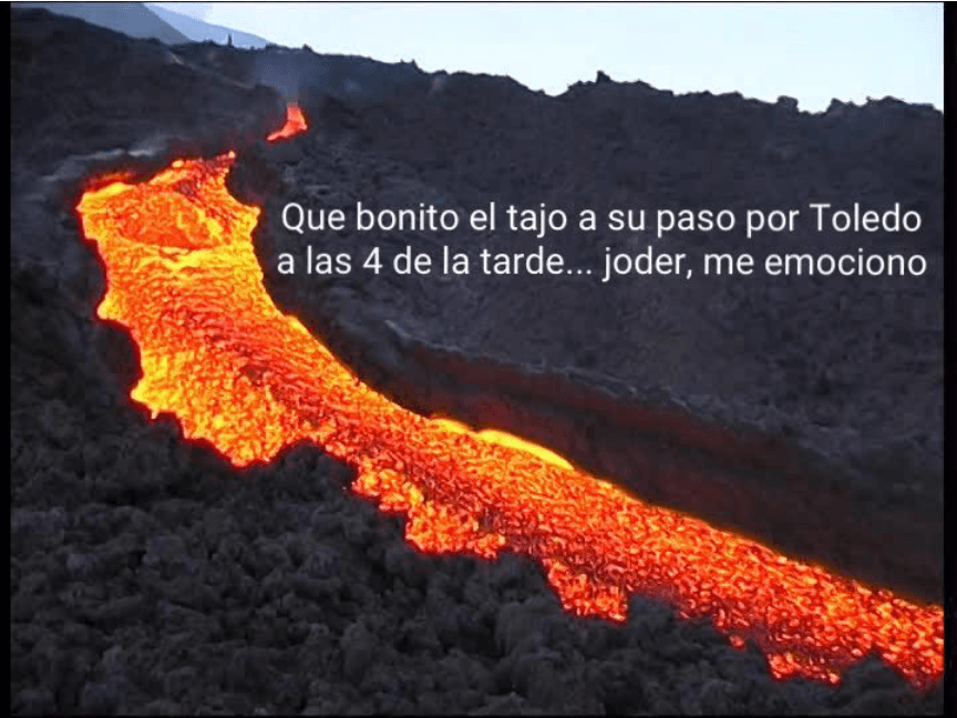 Un río de lava ardiendo es la imagen elegida para ejemplificar el fuerte calor en Toledo, por donde pasa el río Tajo.