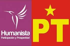 Los logos del Partido Humanista y del Partido del Trabajo. (Imágenes tomadas de los respectivos sitios web).  