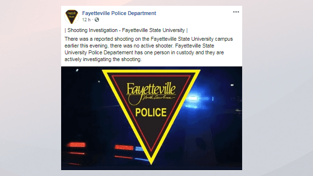 Tiroteo en Universidad de Carolina del Norte deja 1 herido y 1 persona en custodia