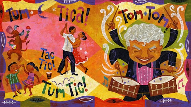 Tito Puente Mambo King/Tito Puente Rey del Mambo por Mónica Brown
<br>
<br>Enteramente bilingüe y lleno de onomatopeyas, este divertidísimo libro habla sobre la vida de Tito Puente y el camino recorrido por él desde su infancia en el Spanish Harlem hasta el escenario de los Grammy. El libro es ganador de la mención 
<a href="http://www.ala.org/alsc/awardsgrants/bookmedia/belpremedal" target="_blank">Pura Belpré.</a>