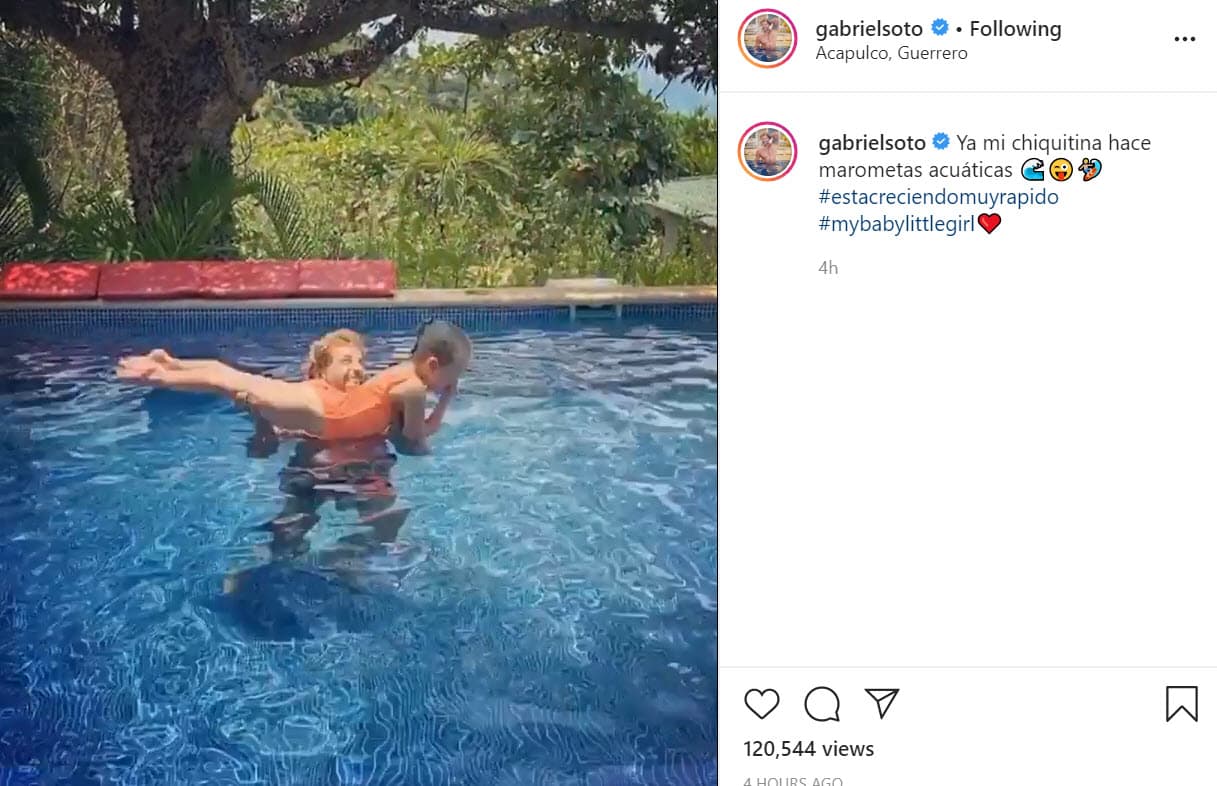 "Como les digo a las niñas, 
<b><a href="https://www.univision.com/famosos/16-meses-valieron-la-pena-gabriel-soto-destaca-el-audaz-salto-de-su-hija-miranda-alias-brave-video" target="_blank">no estamos de vacaciones</a></b>, pero finalmente vibramos en otra frecuencia porque pudimos compartir con la familia, todos conviviendo juntos", relató.
<br>