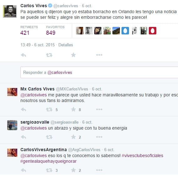 En sus redes sociales, el cantante dejó claro que no había probado ni una gota de alcohol.