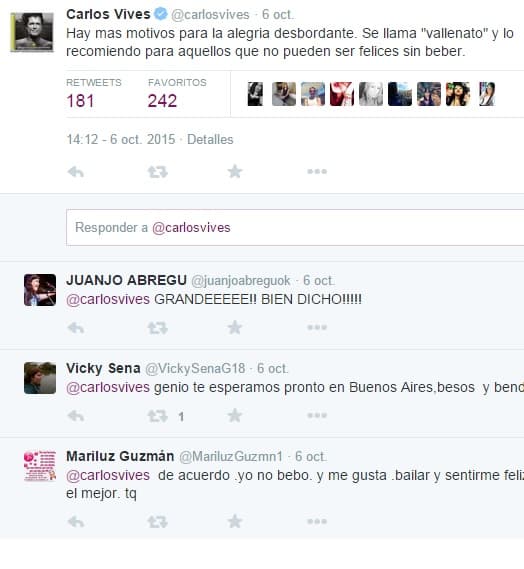 Y dijo que el vallenato era una de esas cosas que podían hacer felices a miles sin necesidad de beber.