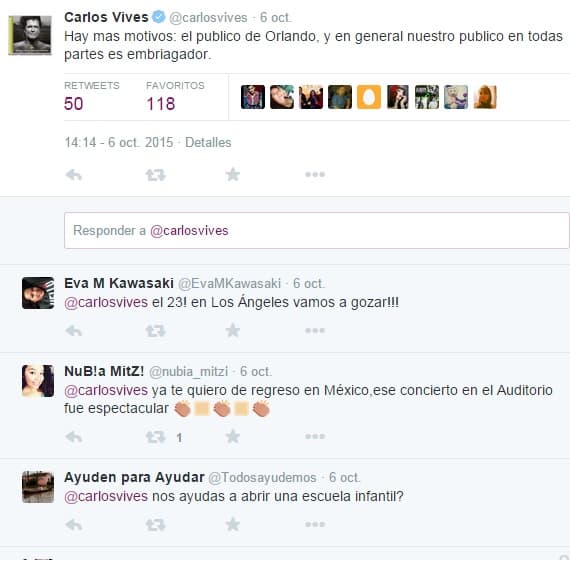 El intérprete de 'La Gota Fría' indicó que su alegría esa noche se debió a estar frente a sus fanáticos de Florida.