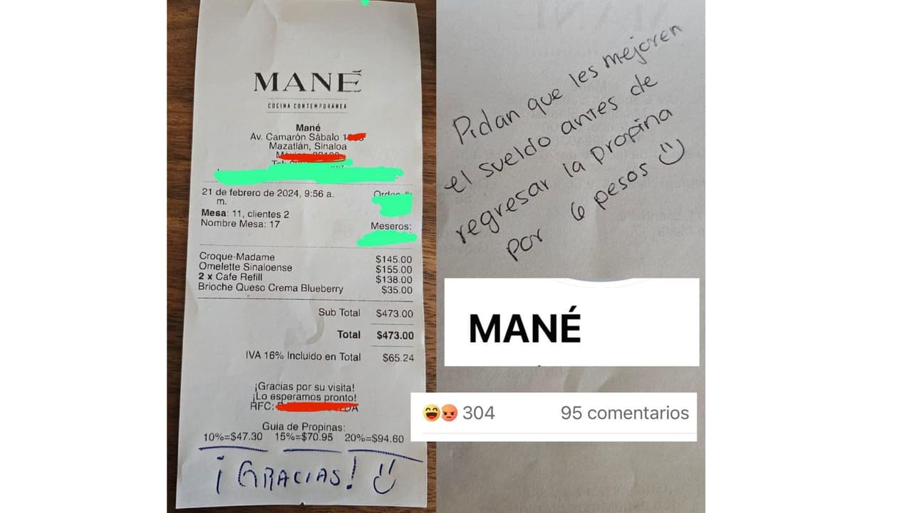 Mesero rechaza propina porque era menos del 10%