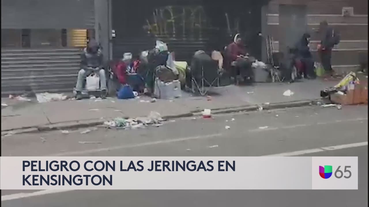 La 
<b>comunidad hispana de Kensington</b> se acercó a 
<i>Noticias Univision 65</i> para compartir su preocupación por la cantidad de jeringas usadas que se encuentran en las calles, por lo que no se sienten seguros usando chancletas o saliendo con los niños.