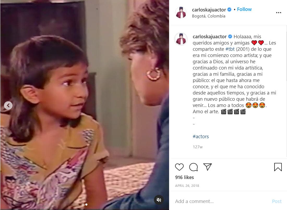 "Para esta producción solo le tengo agradecimiento y amor, porque 
<b>desde ahí con disciplina encontré mi camino a una felicidad infinita en el arte</b>, también porque conocí un mundo diferente, un mundo en el que soy un amante, un niño, un loco enamorado, y no sólo en la actuación, no, en todo el mundo del arte". 
<br>