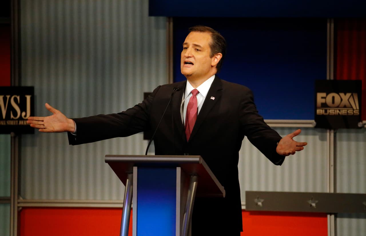 Ted Cruz en un momento del cuarto debate republicano