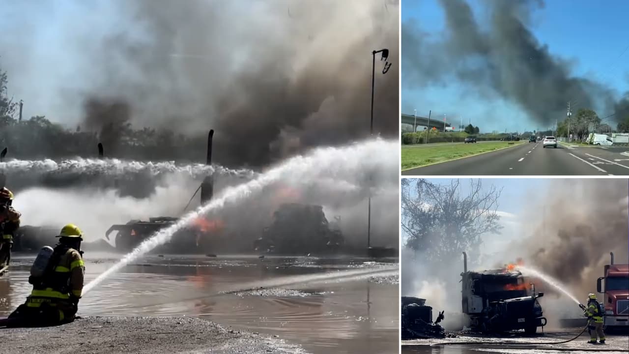 Investigan causas de incendio que destruyó 9 camiones en Tampa