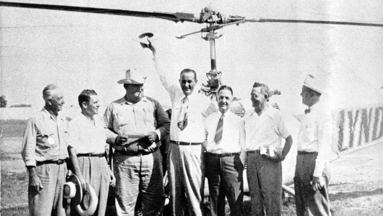 Lyndon Johnson (center) while running for the US Senate in 1948.