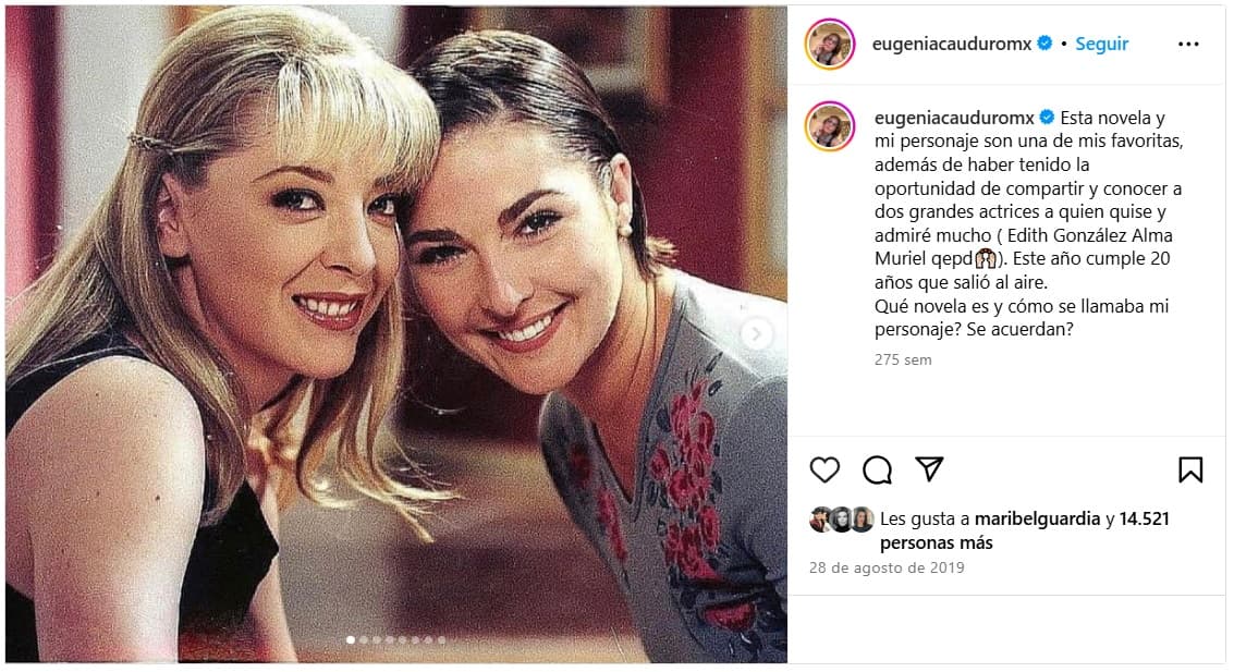 Eugenia Cauduro recordó con esta foto a Edith González tras su muerte.