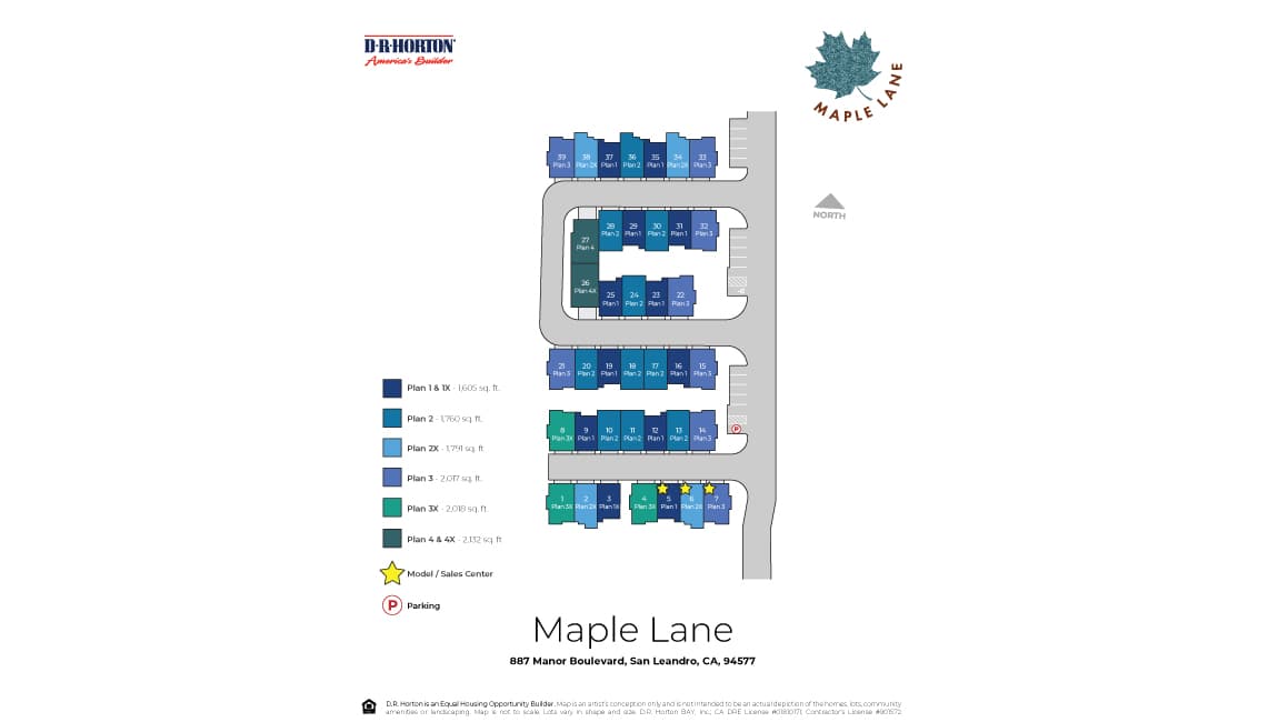 Esta imagen muestra la distribución de las viviendas en el desarollo inmobiliario sobre Manor Boulevard.